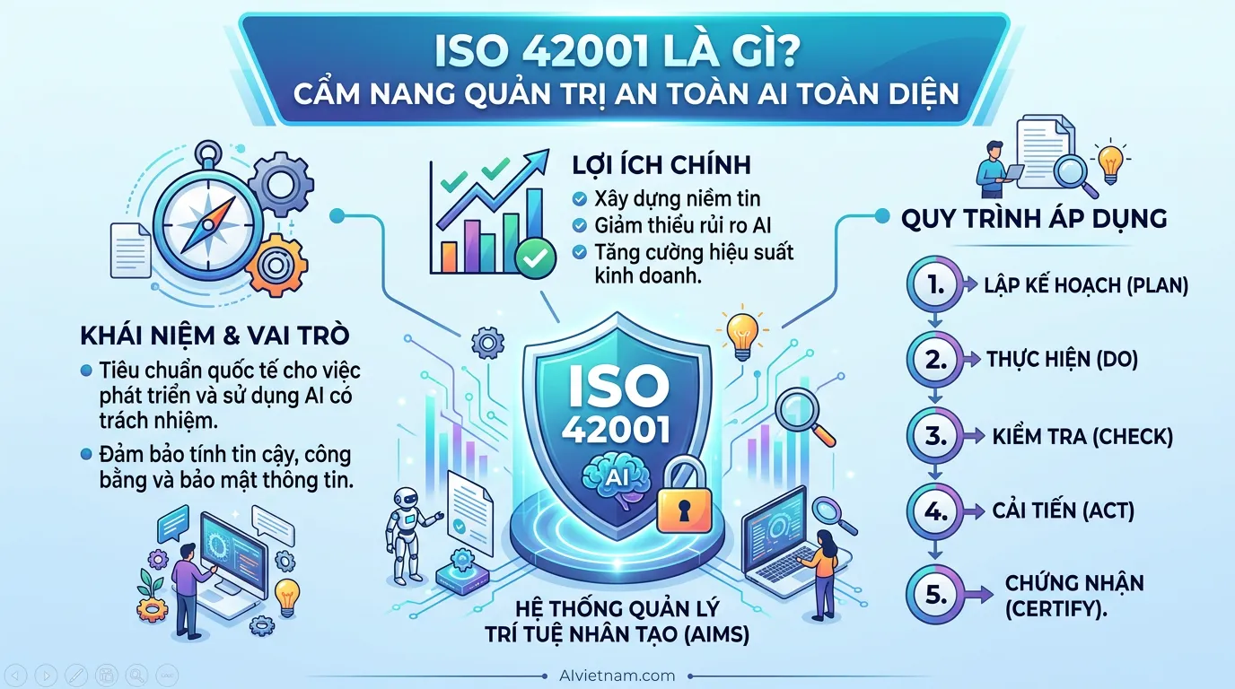 ISO 42001 là gì, tiêu chuẩn ISO 42001, quản trị an toàn AI, ISO/IEC 42001:2023 - Ảnh đại diện