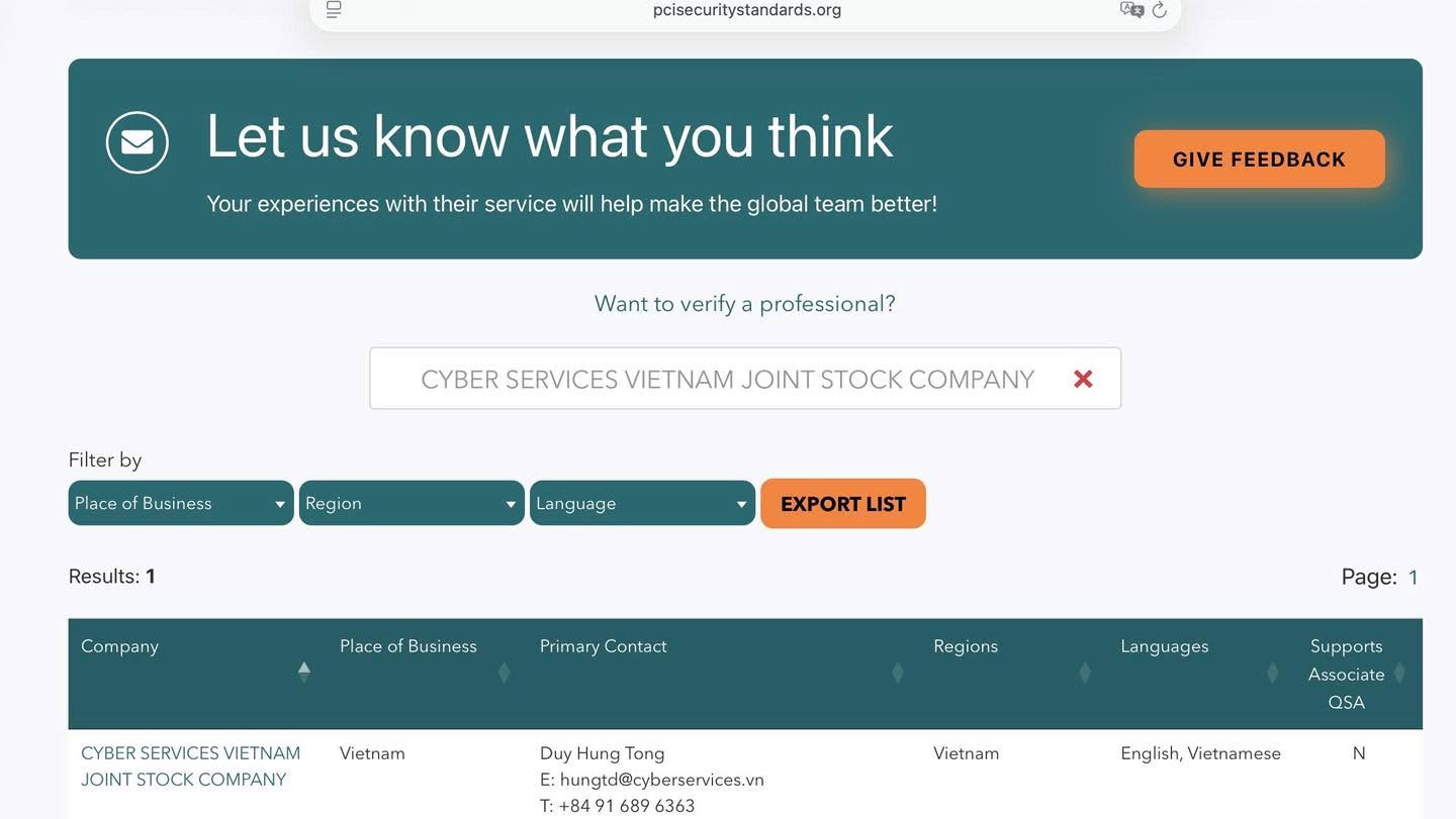 Cyber Services Chính Thức Trở Thành QSAC Của PCI SSC